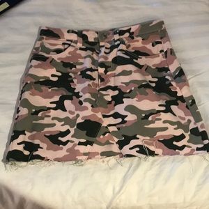 Pink camo denim skirt